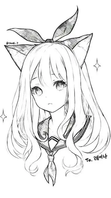 动漫二次元女孩简笔画