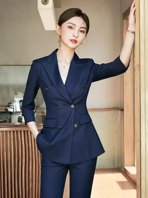 高端职业西装套装女职场气质春秋薄款西服正装经理工作服时尚工装