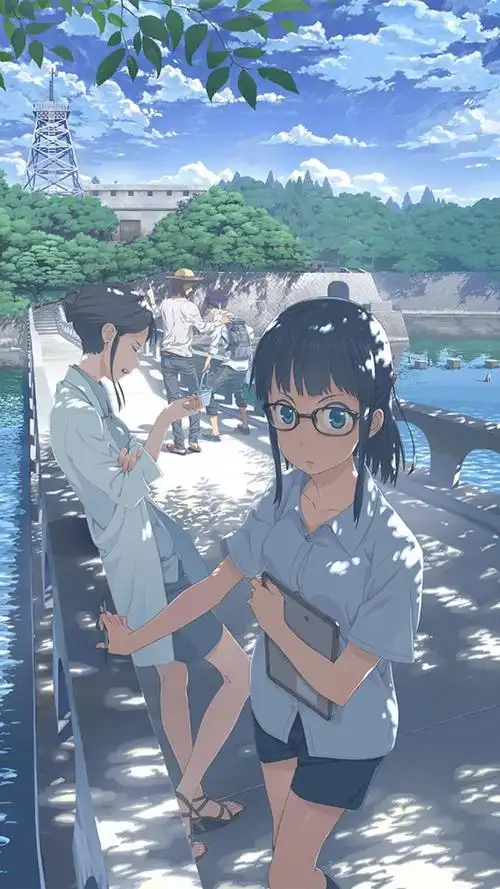 夏天清新动漫场景插画