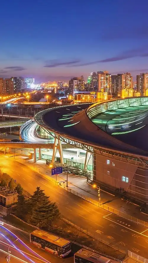 夜晚的城市,灯光,中国北京南站 iphone 壁纸