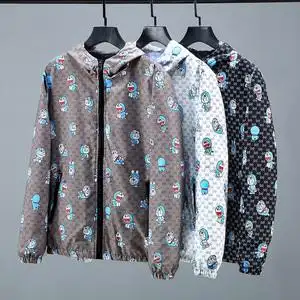 官网lv kingly欧洲站潮牌印花男士连帽夹克衫个性青年修身外套秋