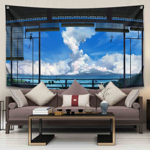 祈星 日式ins风动漫温馨房间背景布卧室简约风铃壁画搭配装饰挂布挂毯