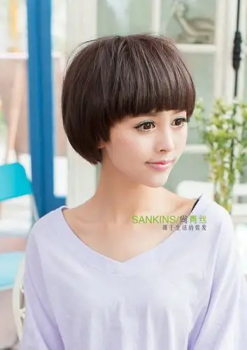 尚青丝新款假发蘑菇头 短发bobo头 齐刘海蓬松女生气质型 假发套