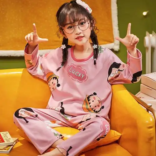 儿童睡衣女童春秋季纯棉长袖薄款大童10岁12偏胖公主可爱超萌女孩