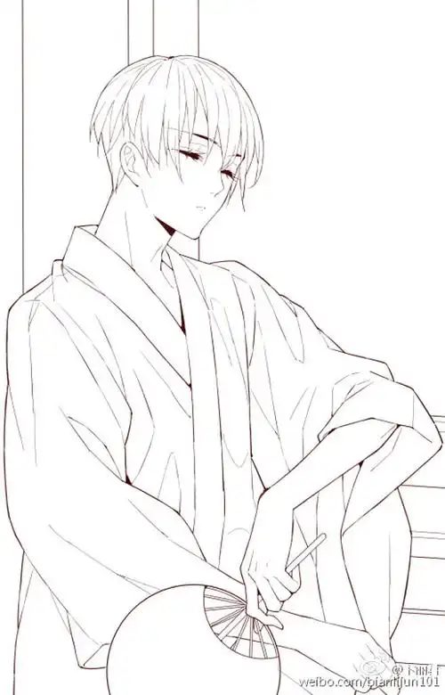 线稿动漫帅气男