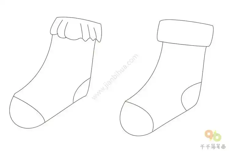 冬季女生袜子简笔画