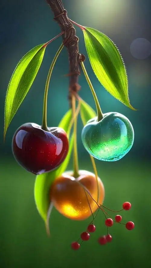 青翠樱桃自然清新竖屏壁纸