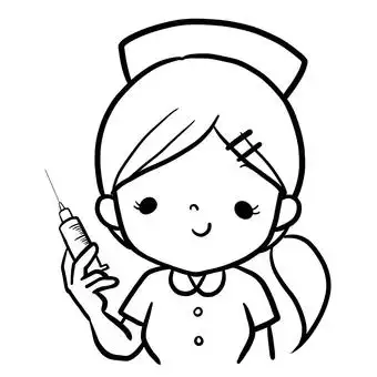 护士双胞胎尾巴鞠躬谢谢线画图