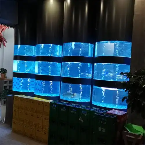 饭店一体海鲜池设计安装超市移动式鱼池贝类螃蟹多层开放鱼缸