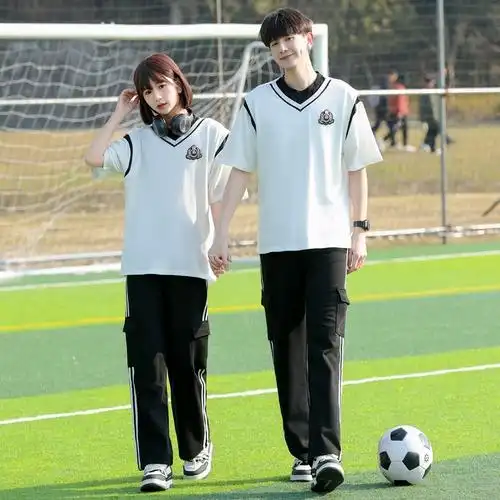 夏装 实拍 情侣装 短袖 t恤初高中生运动会学生班服定制套装 - 女装/