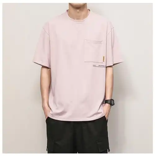 短袖t恤男韩版潮流半截袖夏季打底衫ins潮牌宽松五分袖 白色 l