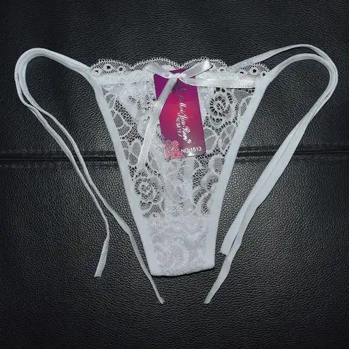 包邮系带内裤女t丁字裤性感火辣镂空透视蝴蝶结蕾丝绑带式一根线