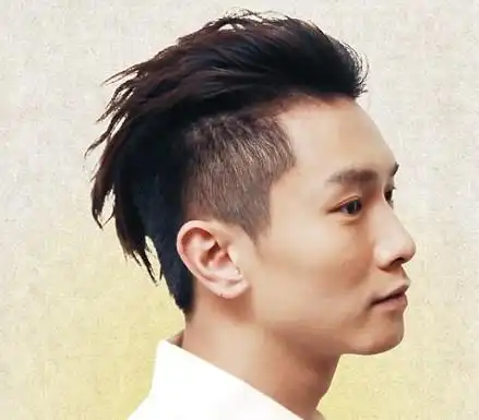 头发两边是是寸头的长短,头发中间很长,往后梳叫什么名字