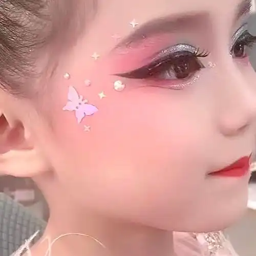 儿童六一节舞台妆化妆脸部装饰品眼妆亮晶晶蝴蝶亮片珍珠贴眼妆