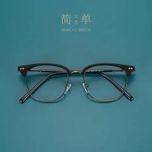 蒙克复古半框tr90近视眼镜框男女舒适文艺圆脸眼镜架