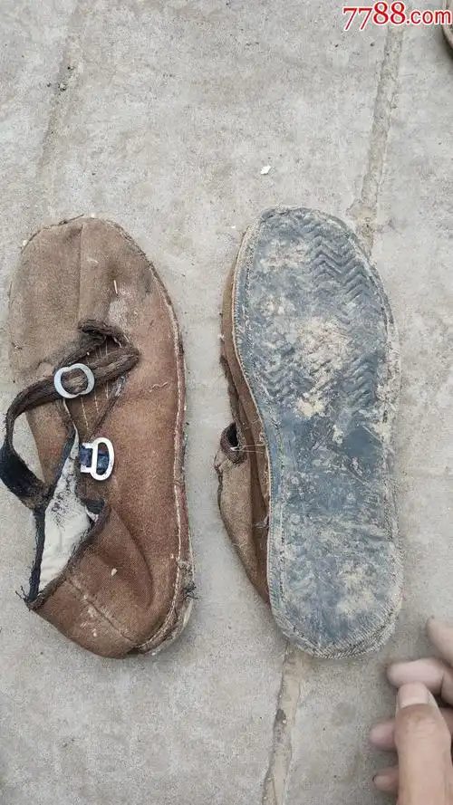 男女鞋帽旧鞋收藏女士一带布鞋一双千层手纳底手工制作灰色