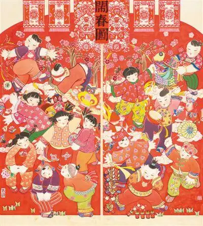 闹春图(新年画)   李龙燕