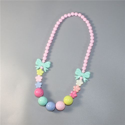 儿童公主宝宝小女孩配饰可爱糖果色蝴蝶结花朵珠子项链