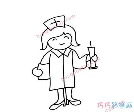 5张拿着针管的护士阿姨卡通简笔画