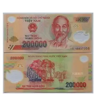 越南200000盾20万塑料钞 外国钱币纸币 亚洲大面值 真币 旅游必备