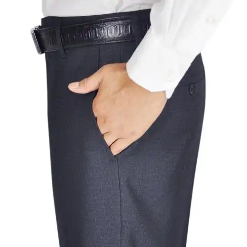 免烫中年男士西裤宽松直筒男士高腰深裆中老年西装裤男爸爸裤子秋冬厚