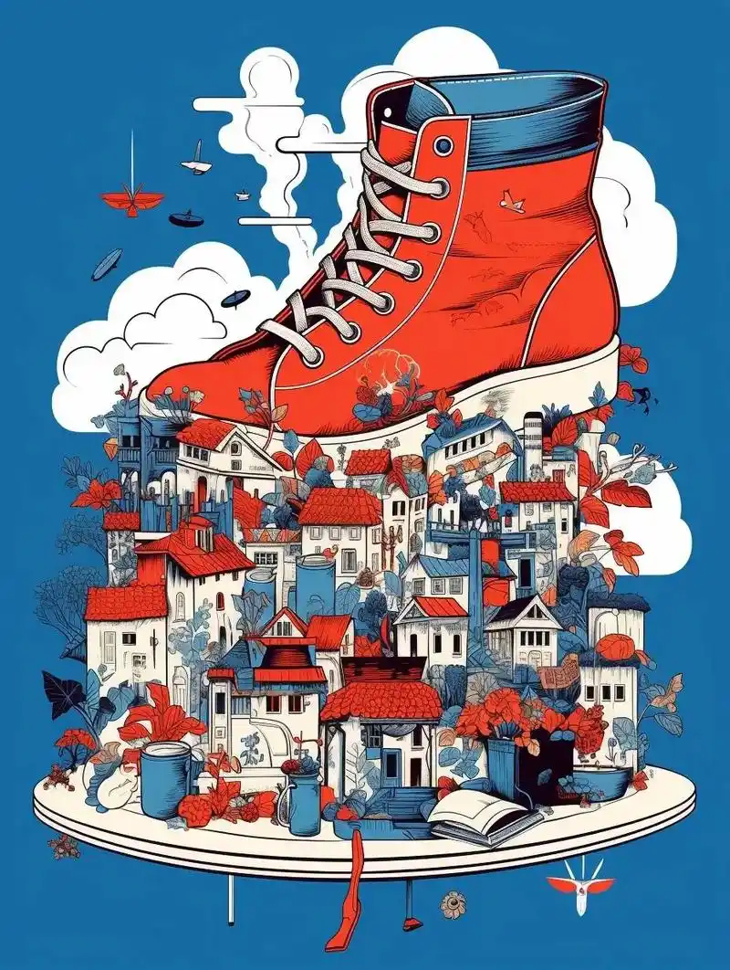 千里之行始于足下.超赞的创意帆布鞋插画#商业插画 #一起学画 - 抖音