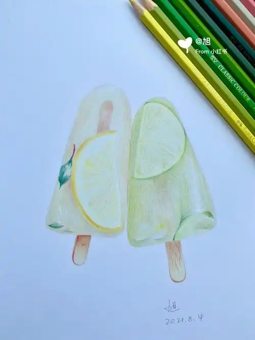 彩铅柠檬冰棍