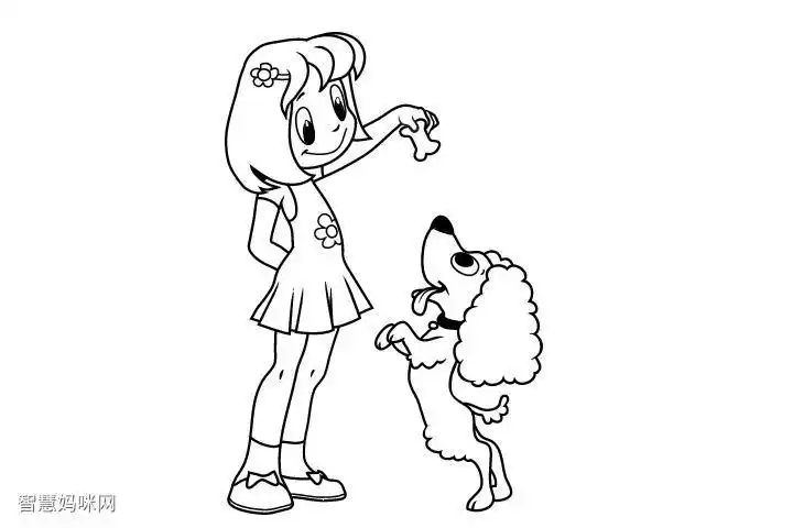 狗狗和主人的简笔画