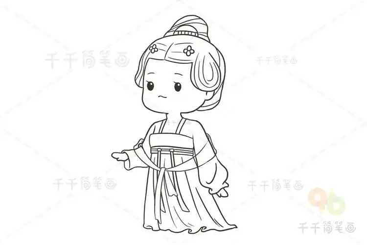 q版唐朝女子 古风人物_古风人物简笔画