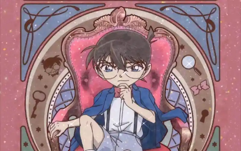 柯南闪亮碎钻复古风|二次元全面屏手机壁纸福利