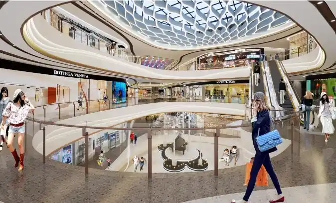 店装设计色形影购物中心中庭的空间与光