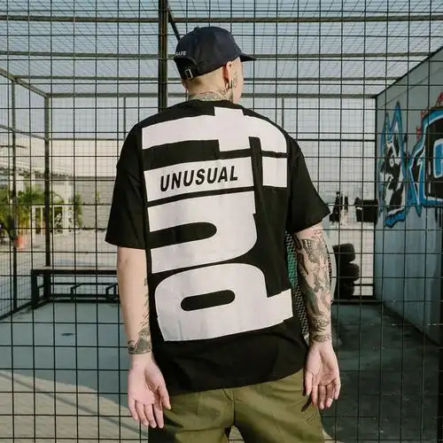 2018春夏季男生嘻哈字母印花短袖欧美街头潮流男女百搭休闲t恤潮