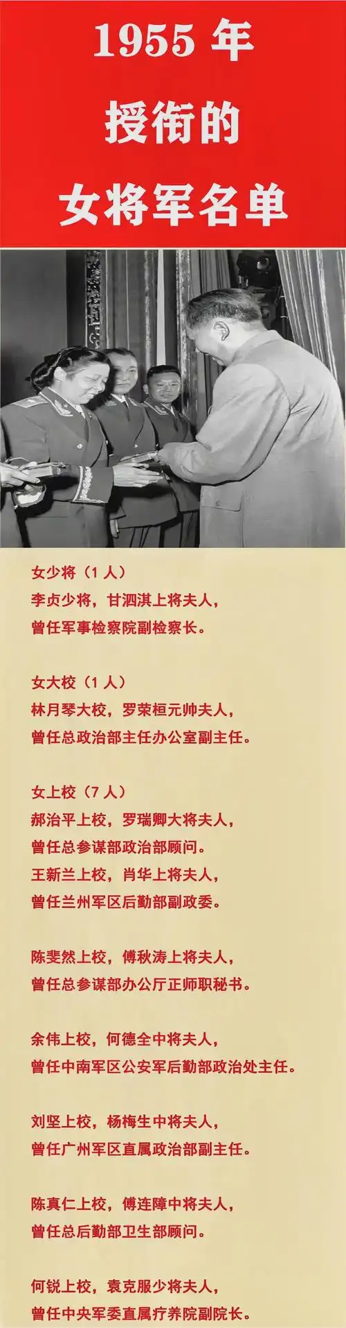1955年授衔的女将军名单