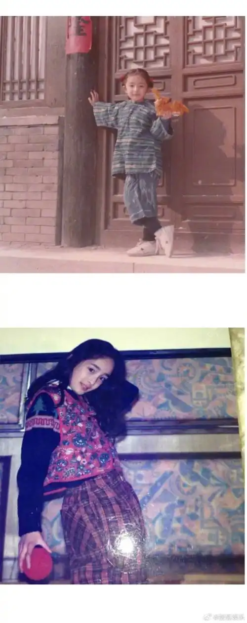 杨幂晒了三张小时候照片##gq红毯##杨幂定点拍摄秒了