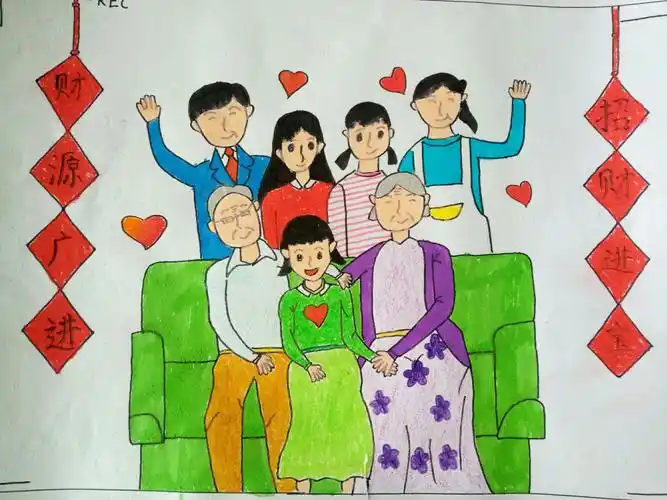 付井联合小学2019寒假作业优秀作品展___儿童画(全家福)(二)