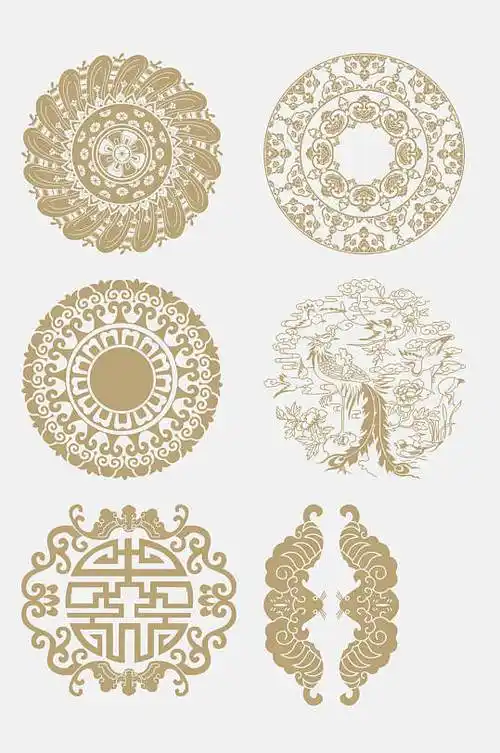 金色精美传统纹饰免抠素材