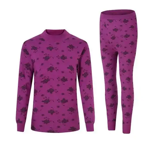 中年秋衣秋裤套装女中老年人棉线衣线裤加肥加大码半高领棉毛衫