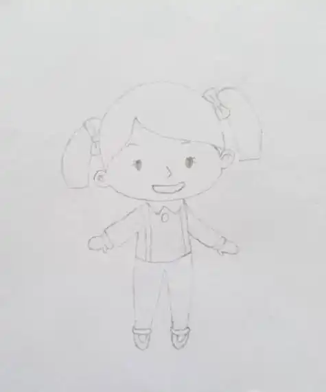 简笔画扎马尾辫的小女孩