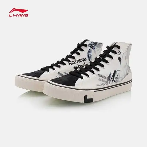 李宁迪士迪士尼尼米奇联名男子2021新款帆布布鞋运动休闲鞋