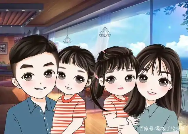 微信头像|全家福|三口之家|四口之家|定制专属你们的头像
