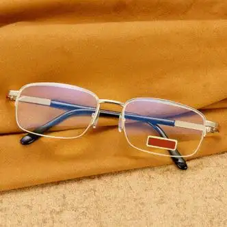 wave strong新款男女舒适防蓝光老花镜金属半框吊丝老视眼镜 【双光