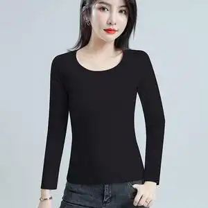 黑色纯棉长袖小衫低领内搭秋冬2020新款打底衫女修身显瘦洋气上衣