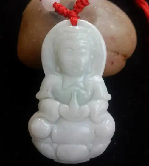天然翡翠a货糯种玉观音项链吊坠 小号男女款玉观音挂坠包邮