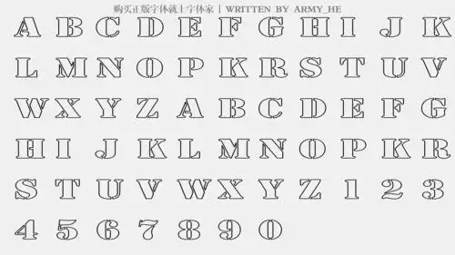 字体预览 大写字母/小写字母/数字 预览