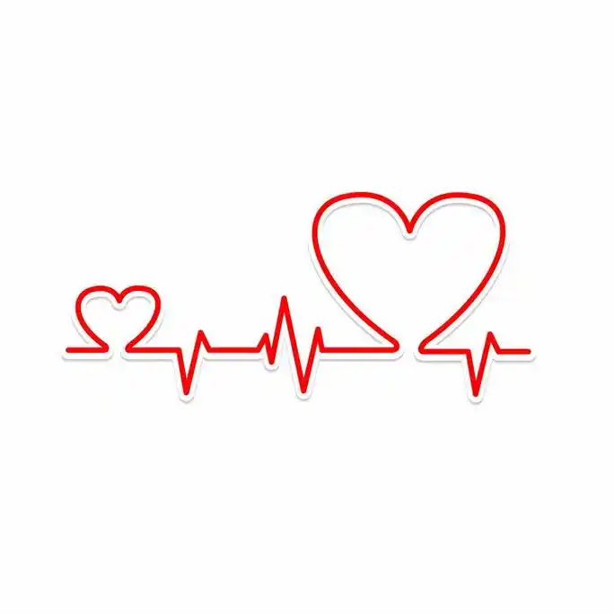 红色线条心形心跳图心电图情人节心动png图片免抠eps矢量素材