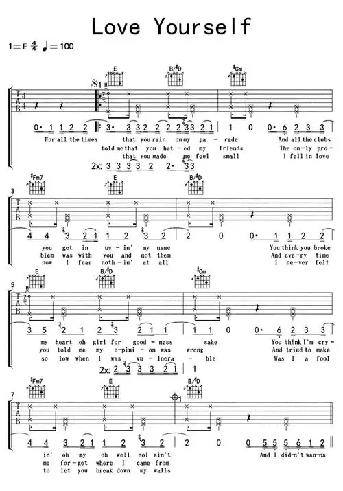loveyourself吉他谱