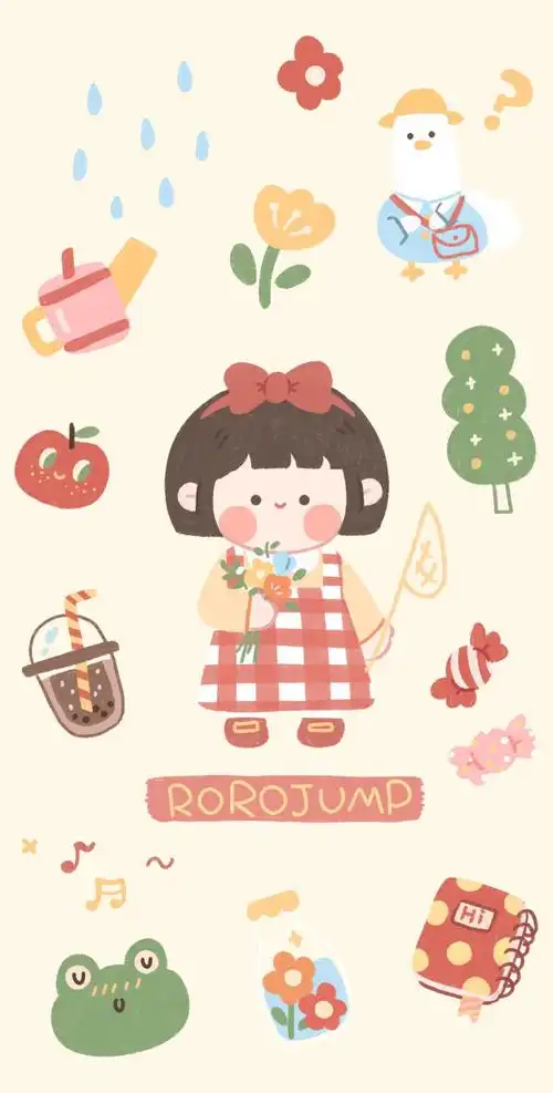 简约可爱壁纸:可爱女孩,呆萌兔子,笑脸男孩,憨态小熊.