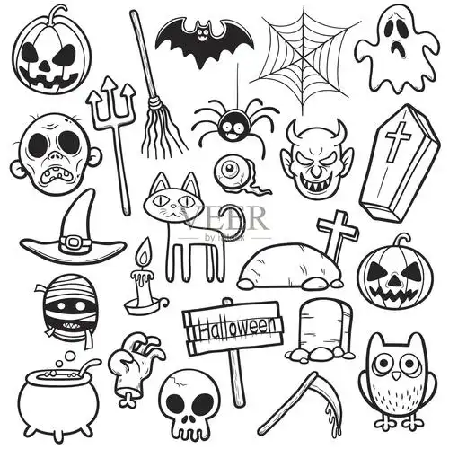 万圣节的设置插画图片素材