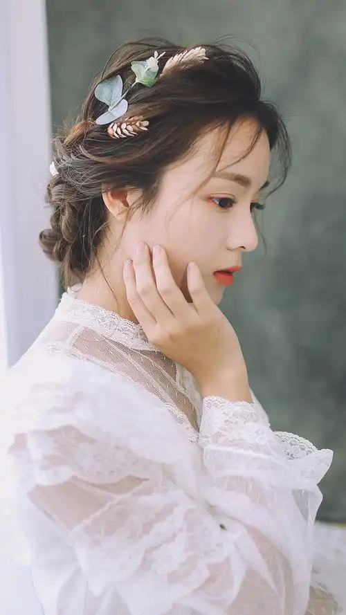 气质美女优雅迷人白色婚纱写真手机壁纸,美女,唯美,养眼,高清,清新