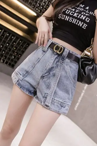 蓝色裤子女休闲